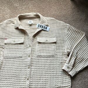 NWT Urban Cream Textured Button-Up Shirt